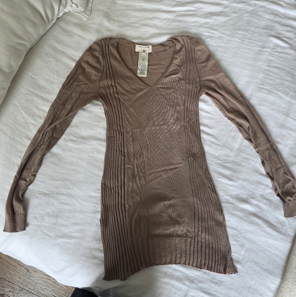 FALCONERI cashmere Elegant V-Neck Sweater - Tan